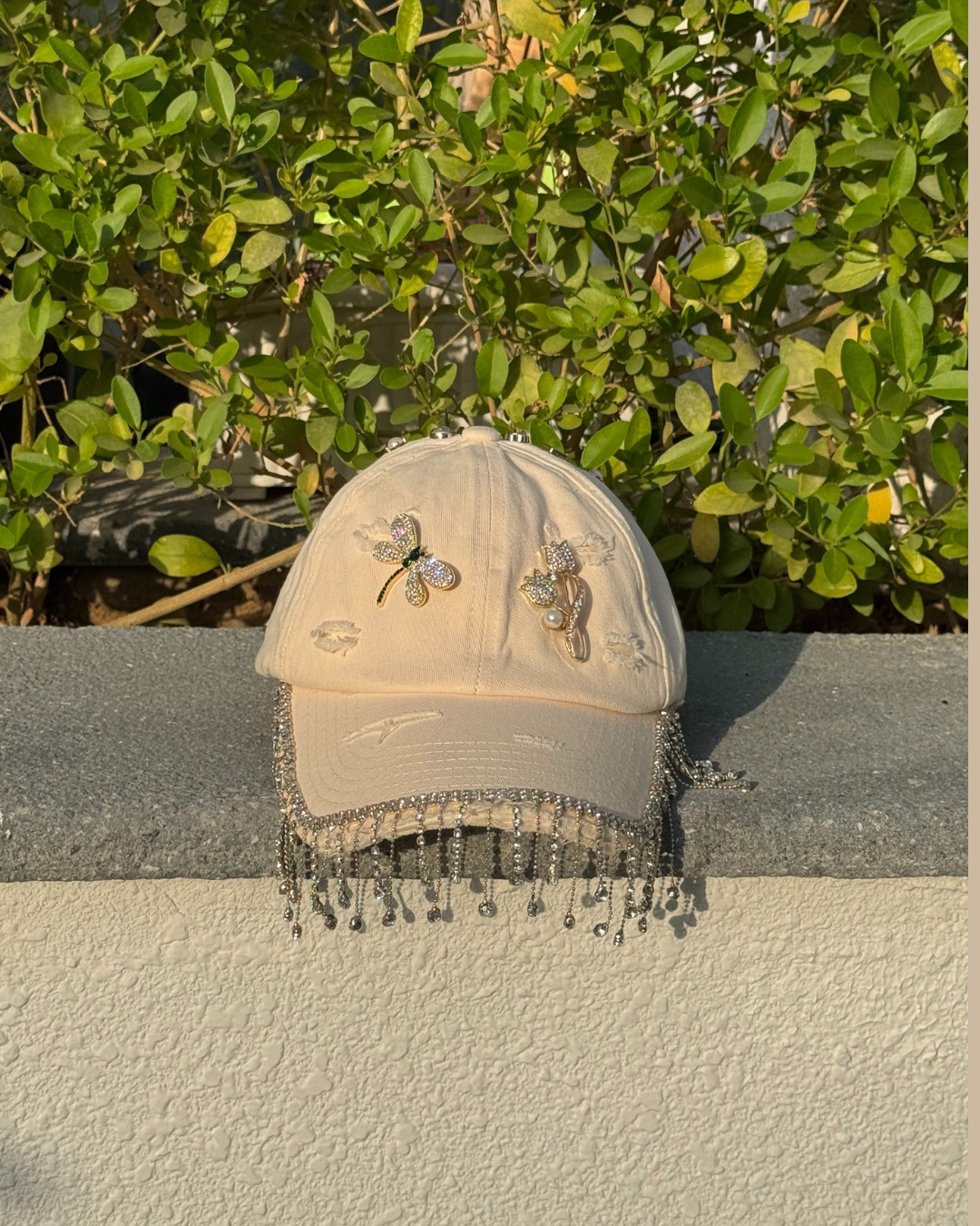 Jewelled Rose Beige Cap