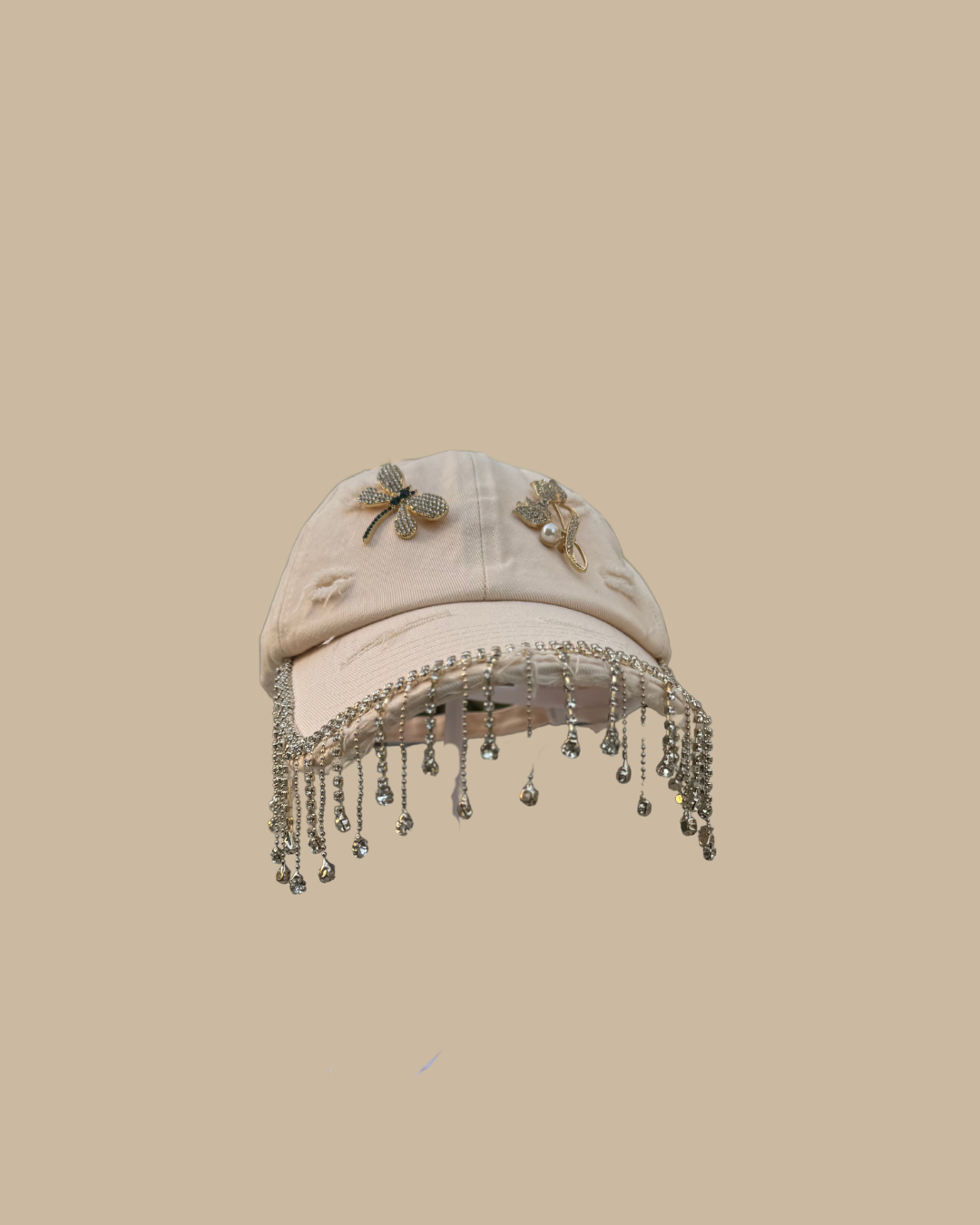 Jewelled Rose Beige Cap