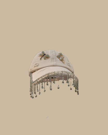 Jewelled Rose Beige Cap