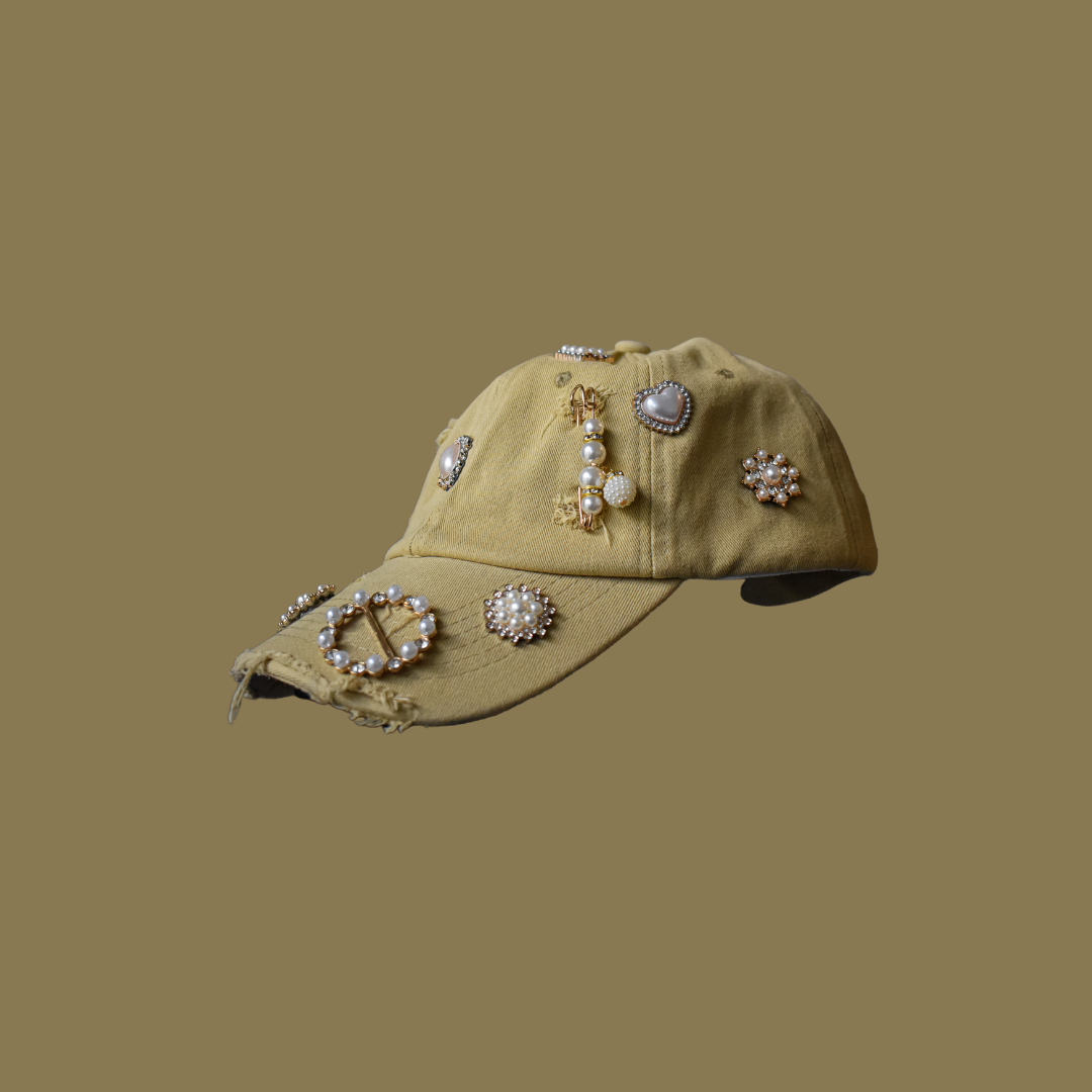 Mustard Pearl Brooch Cap