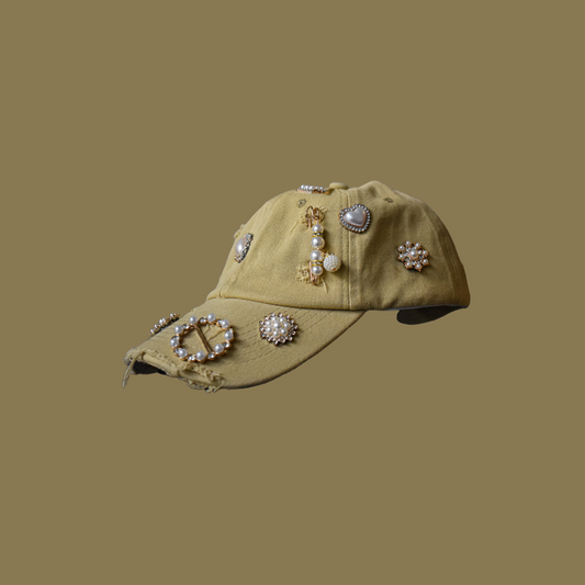 Mustard Pearl Brooch Cap