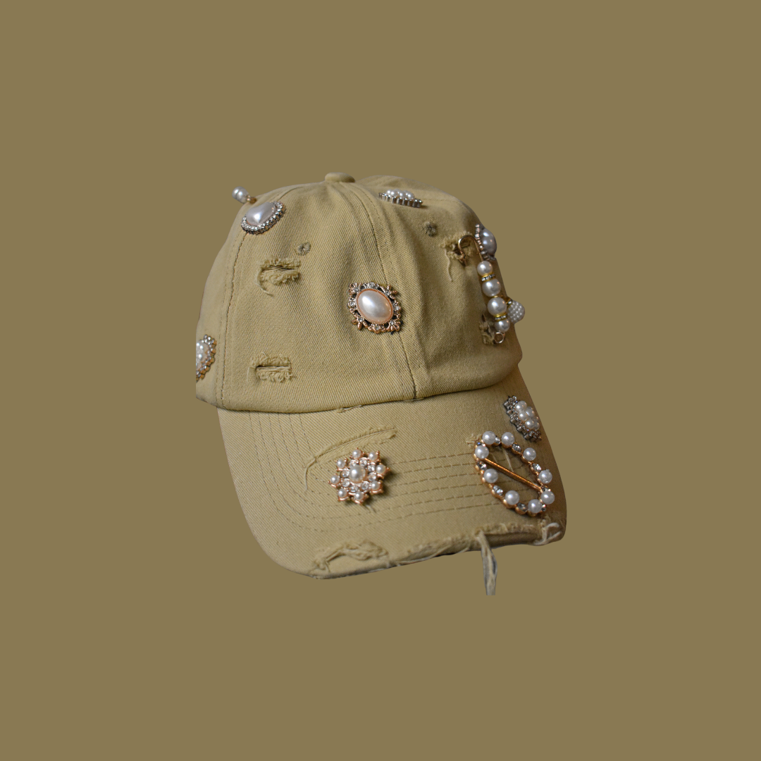 Mustard Pearl Brooch Cap