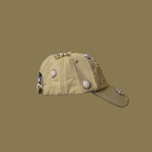 Mustard Pearl Brooch Cap
