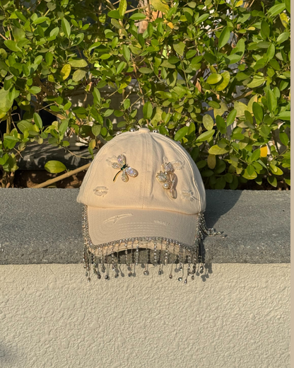 Jewelled Rose Beige Cap