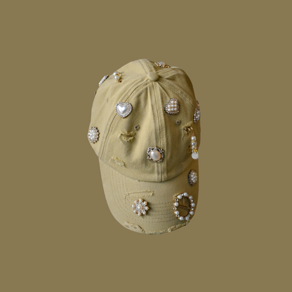 Mustard Pearl Brooch Cap