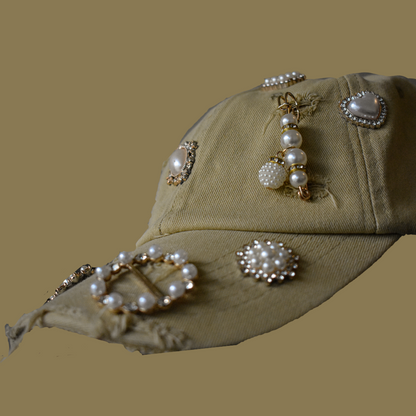Mustard Pearl Brooch Cap